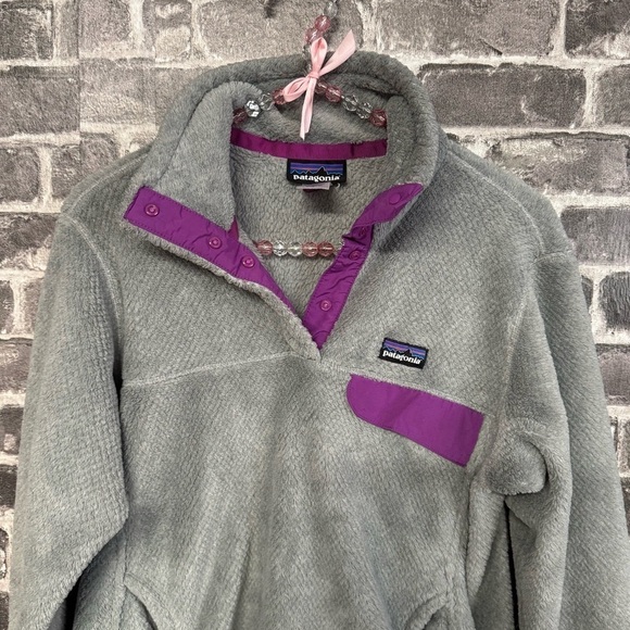 Patagonia Re-Tool Snap-T Pullover sweater jacket gray purple fleece - Picture 2 of 11